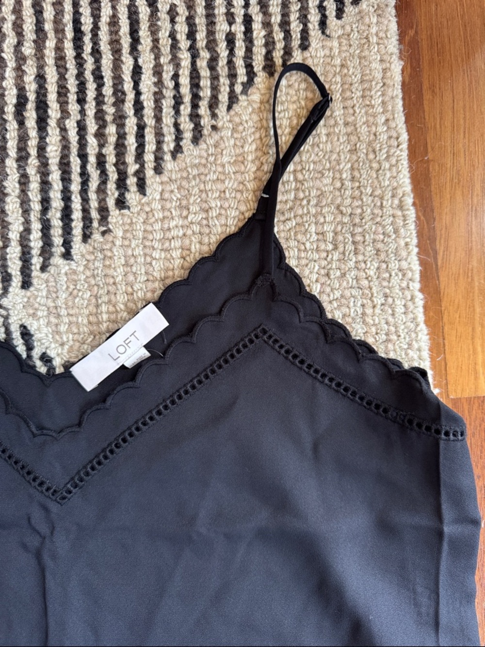 LOFT Black Scalloped Lace-Trim Cami - Picture 2 of 5